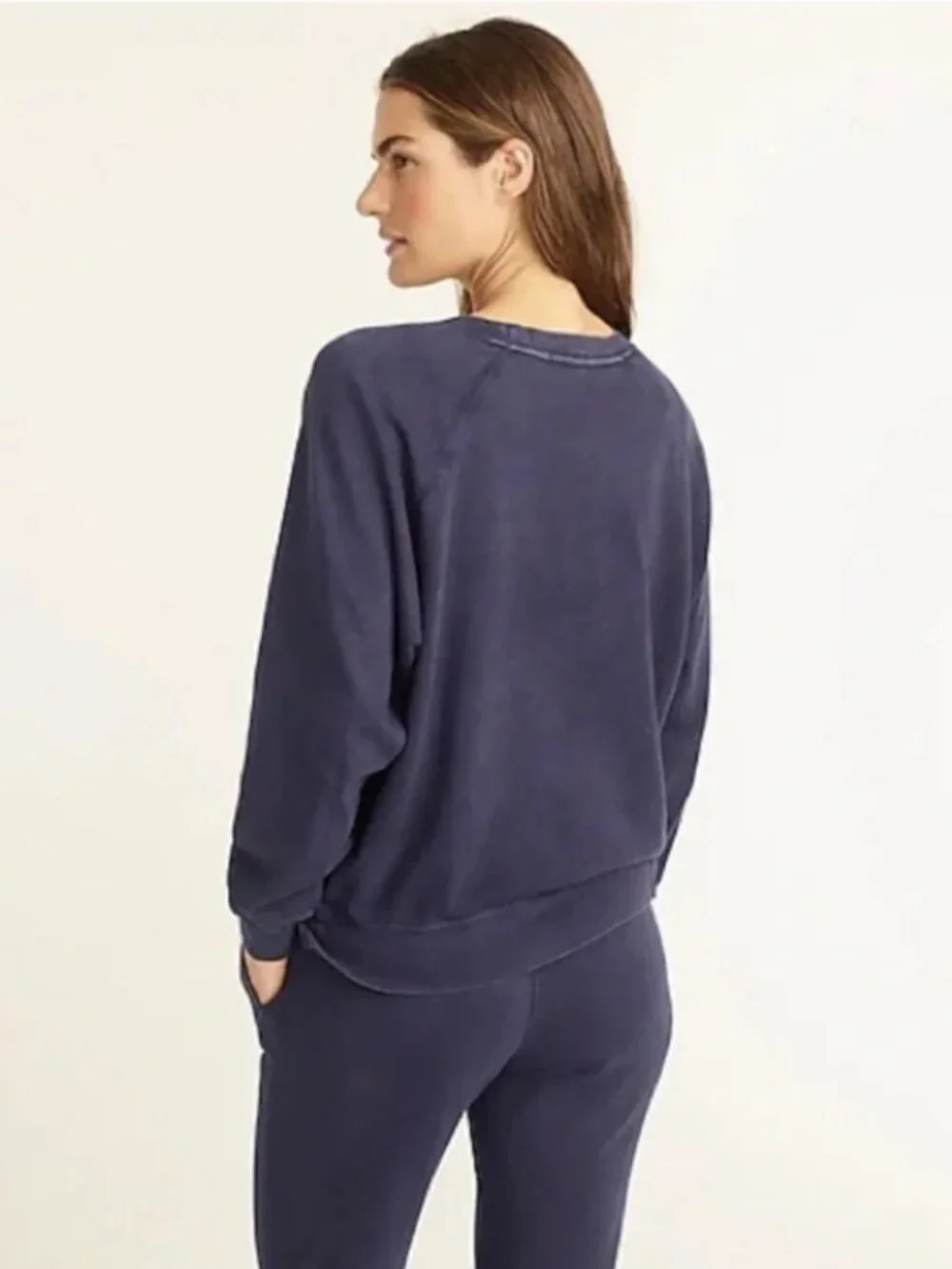 NWOT J. Crew Magic Rinse™ Sweatshirt & Wide-Leg Pants Set XS Navy